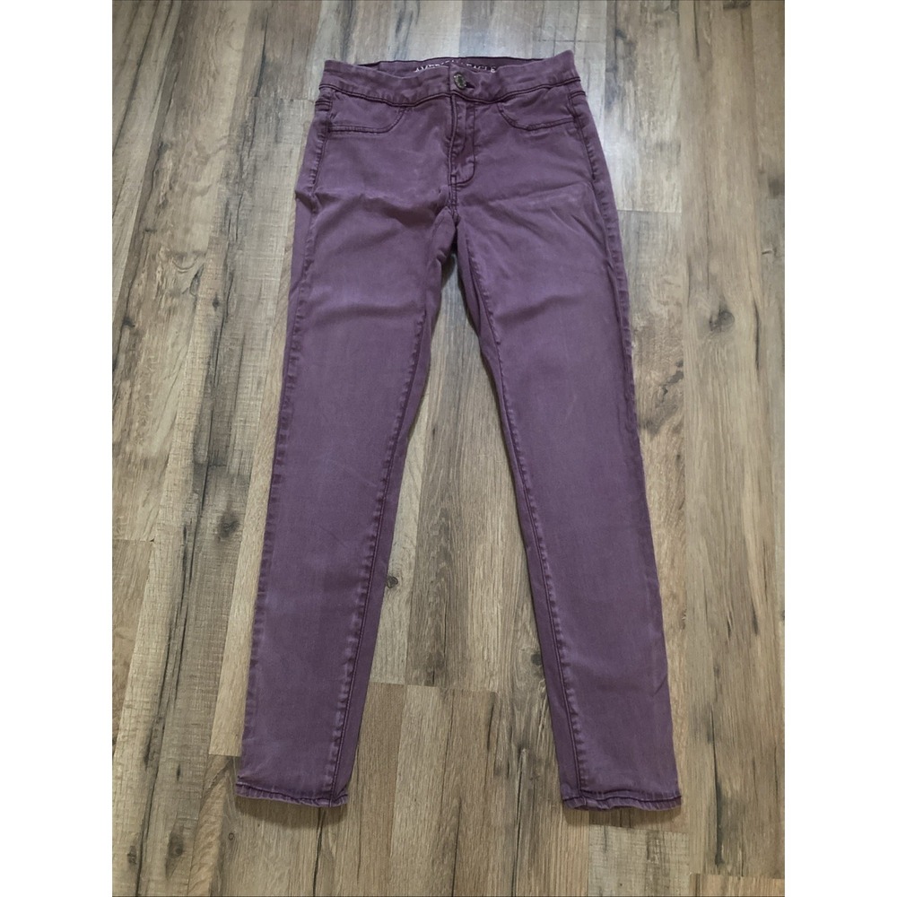 American‎ Eagle Jeans Womens Size 4 Maroon Red Jeggings Pants Res Grunge Stretch